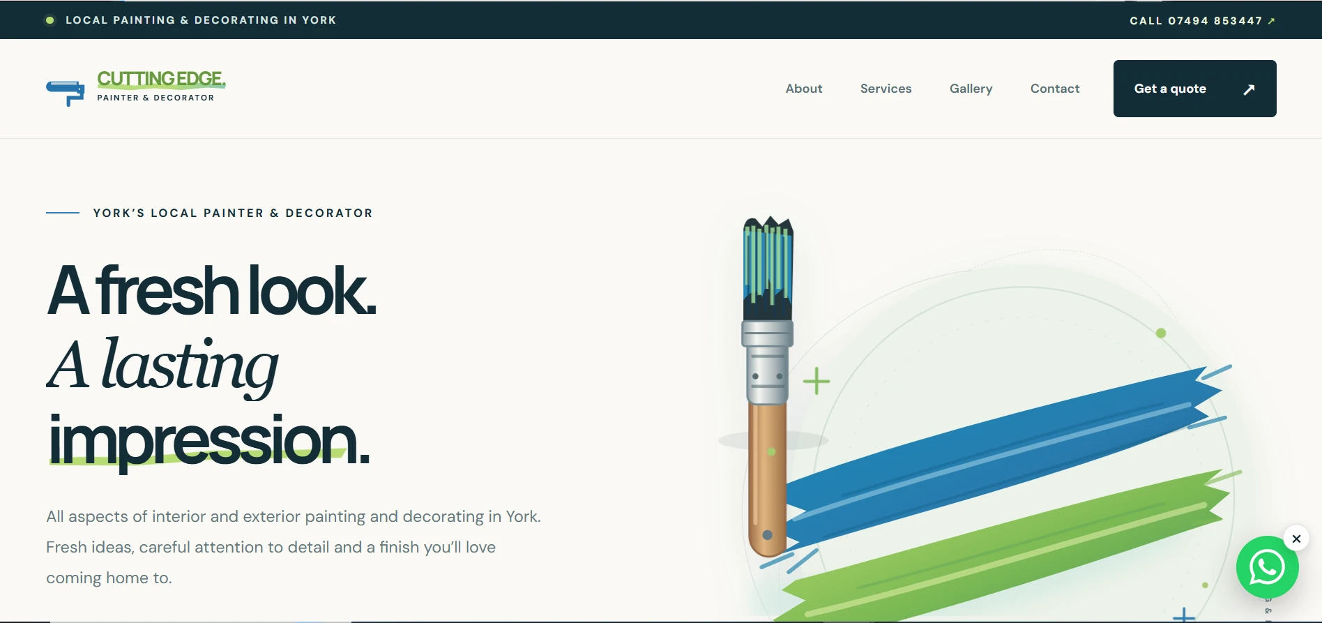 Real screenshot of the Cutting Edge Decorating homepage